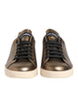 Dolce & Gabbana Gold Portofino Leather Low Top Sneakers Shoes