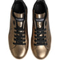 Dolce & Gabbana Gold Portofino Leather Low Top Sneakers Shoes