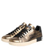 Dolce & Gabbana Gold Portofino Leather Low Top Sneakers Shoes