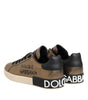 Dolce & Gabbana Gold Portofino Leather Low Top Sneakers Shoes