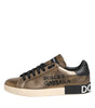 Dolce & Gabbana Gold Portofino Leather Low Top Sneakers Shoes
