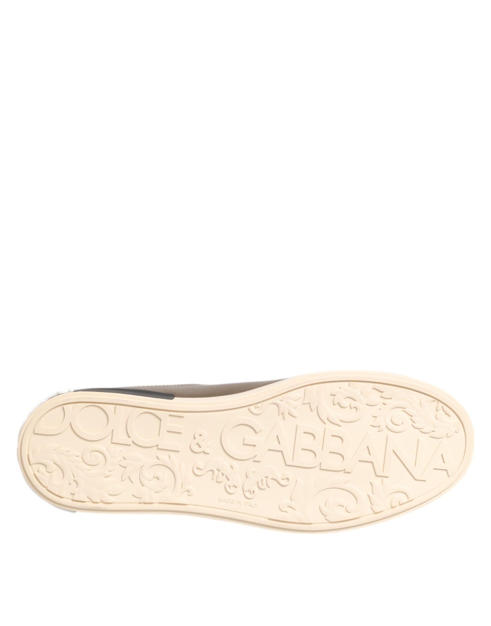 Dolce & Gabbana Gold Portofino Leather Low Top Sneakers Shoes
