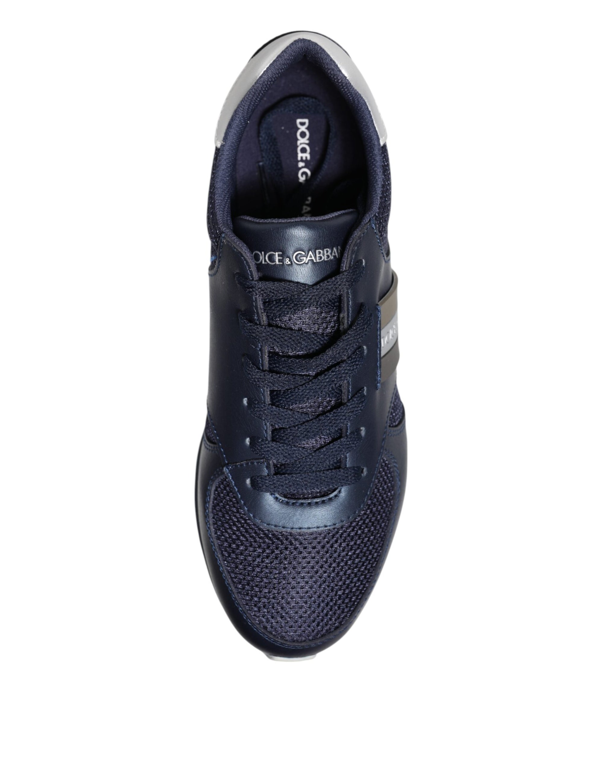 Dolce & Gabbana Blue Leather Logo Low Top Men Sneakers Shoes
