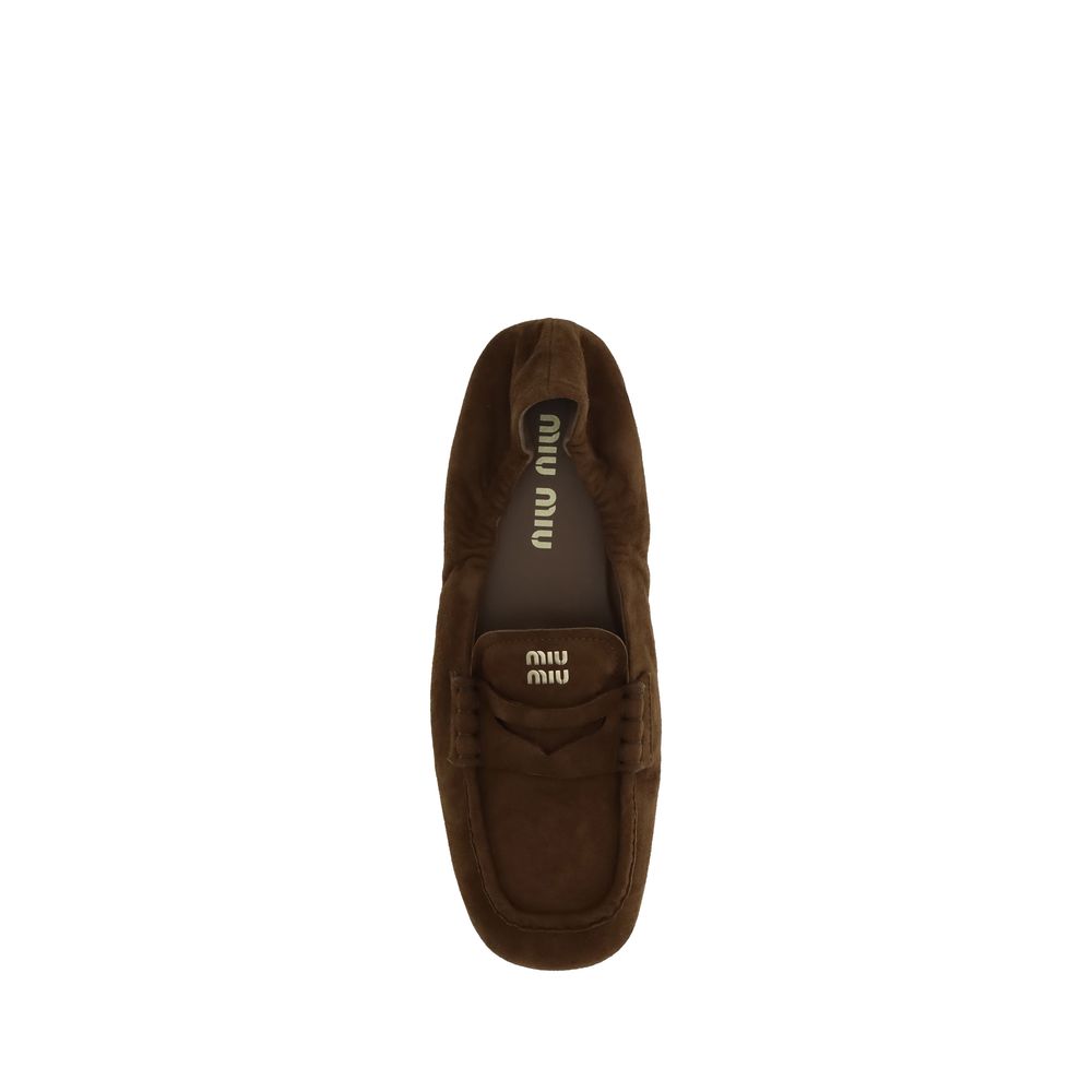Miu Miu Suede Ruches Loafers