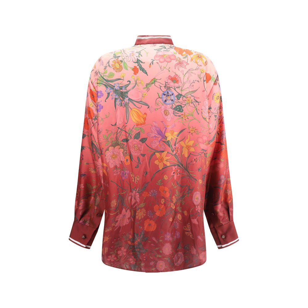 Chemise fleurie en soie Gucci
