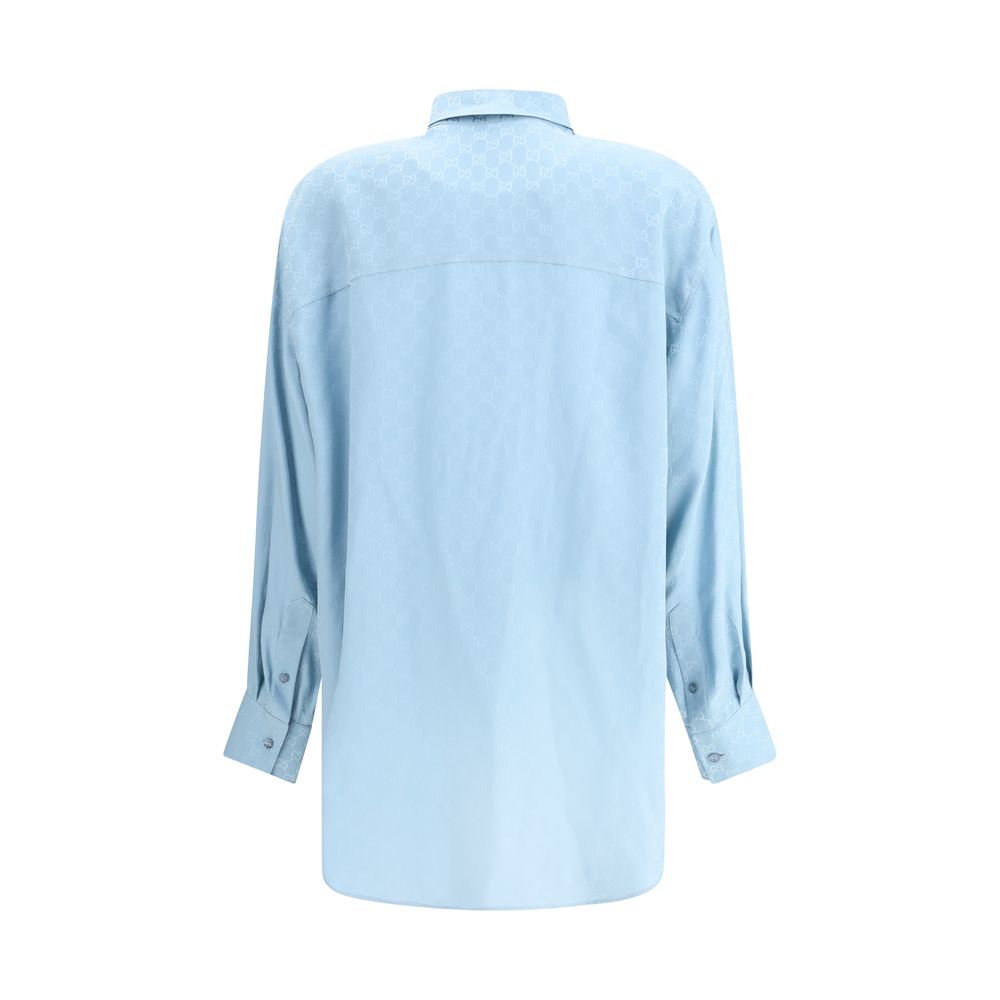 Chemise en soie à imprimé Gucci GG Supreme