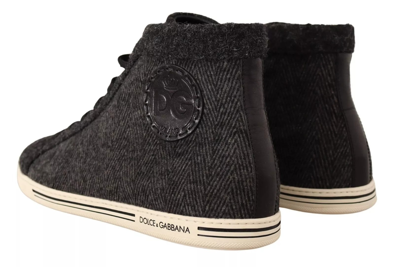 Baskets montantes décontractées en laine et coton gris Dolce & Gabbana