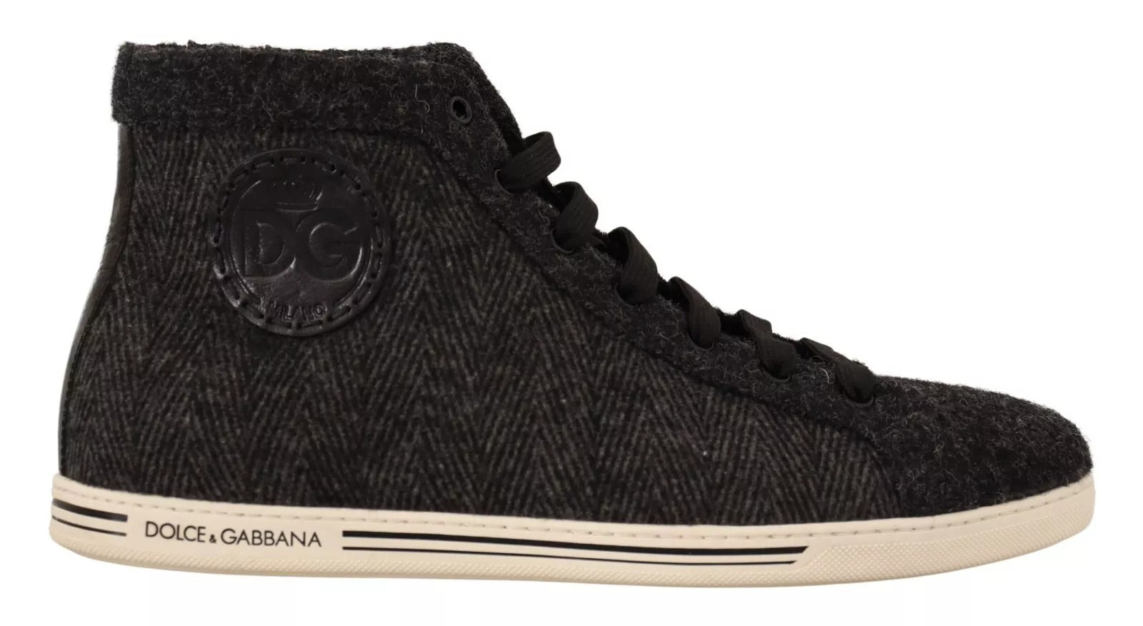Baskets montantes décontractées en laine et coton gris Dolce & Gabbana