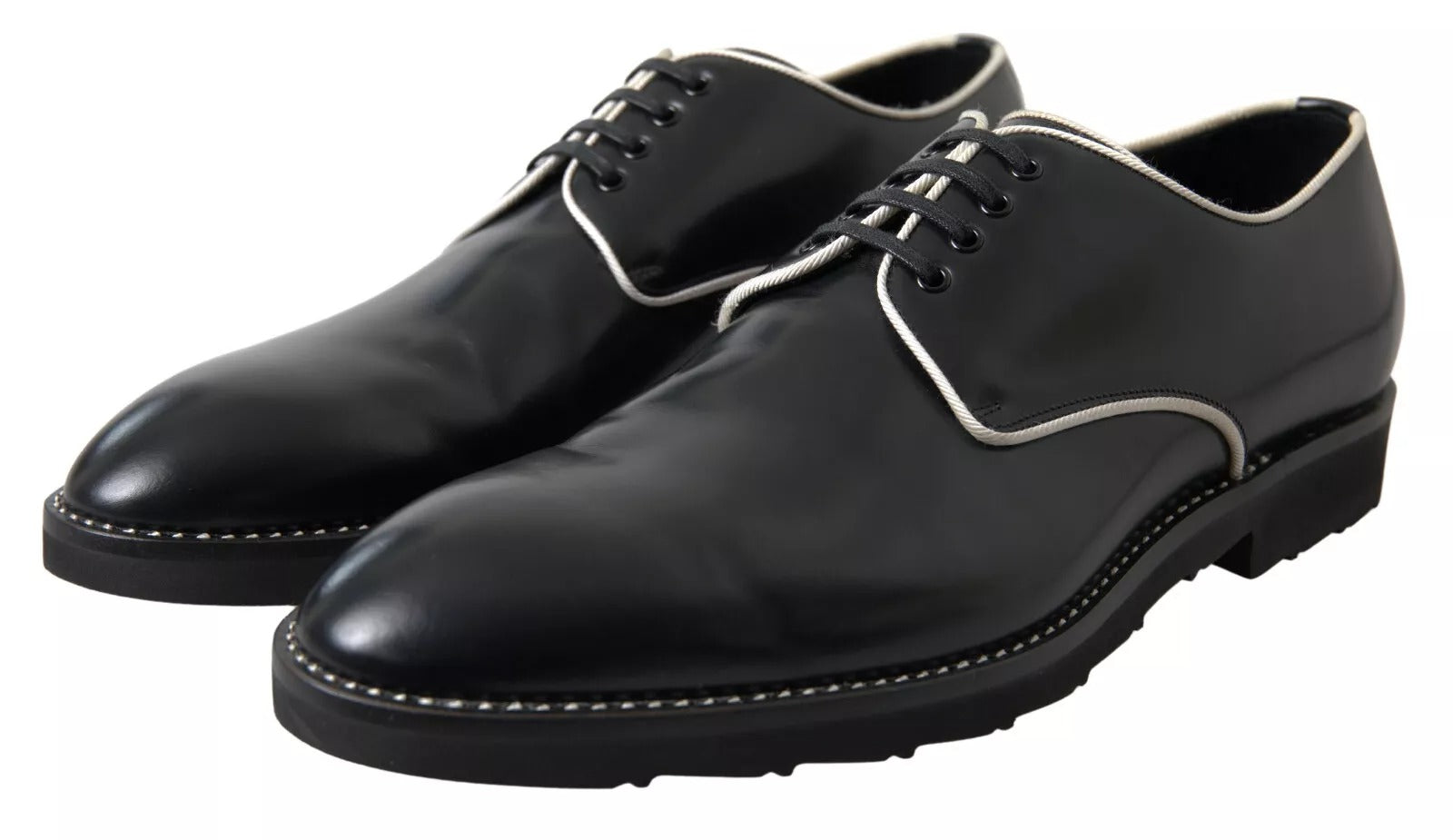 Chaussures habillées en cuir noir et blanc Dolce & Gabbana