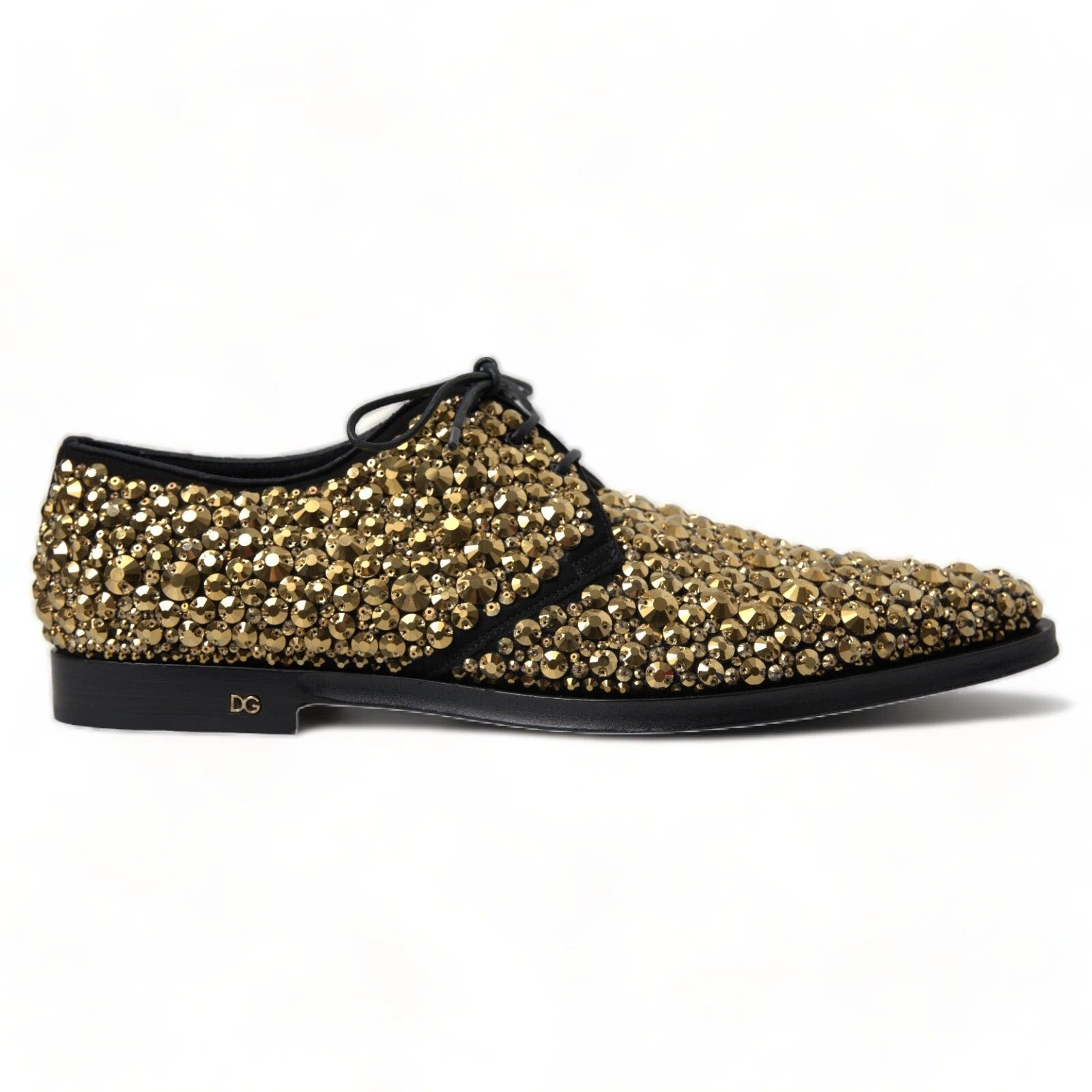 Chaussures derby Dolce & Gabbana noires ornées d'or
