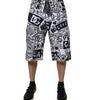 Dolce & Gabbana White Graffiti Cotton Men Bermuda Denim Shorts