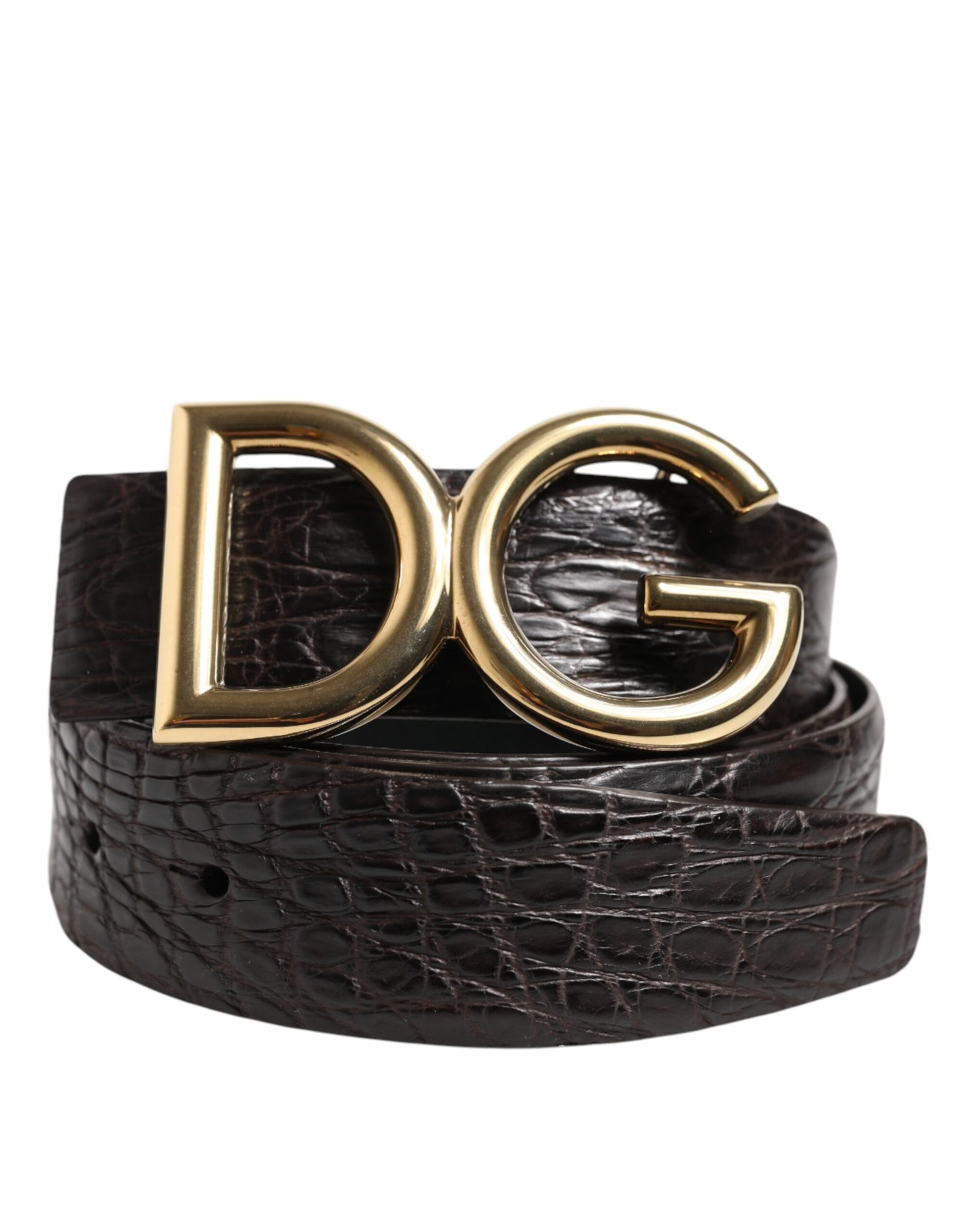 Dolce &amp; Gabbana Black Exotic Leather DG Logo Buckle Belt