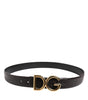 Dolce &amp; Gabbana Black Exotic Leather DG Logo Buckle Belt