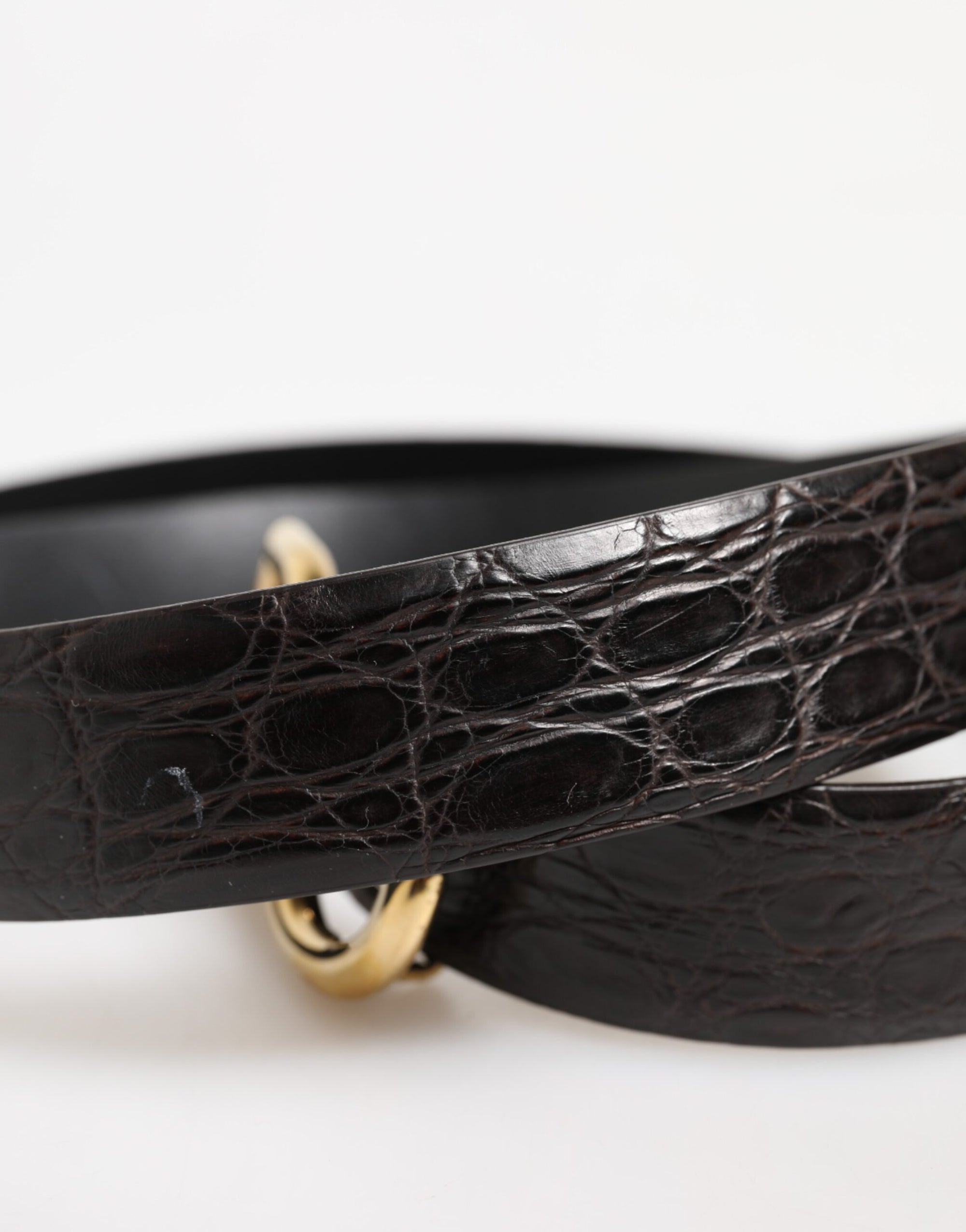 Dolce &amp; Gabbana Black Exotic Leather DG Logo Buckle Belt