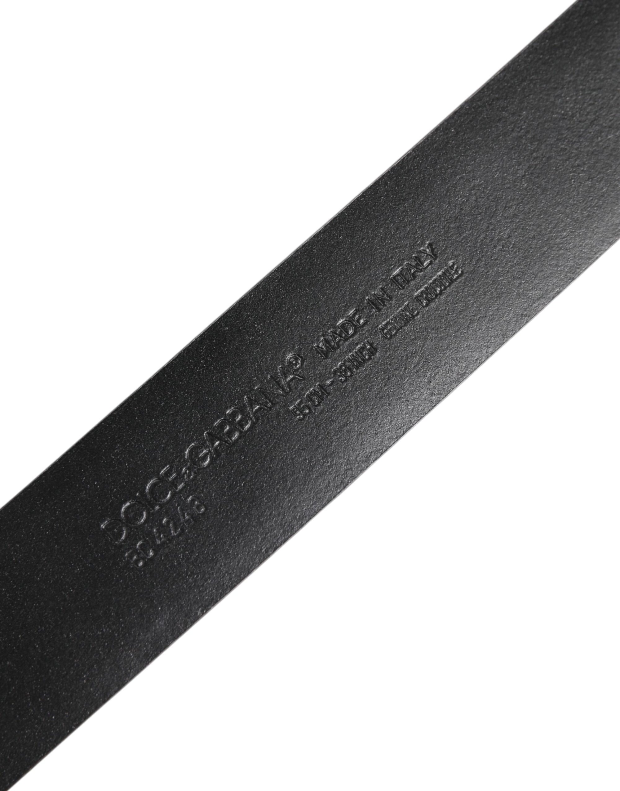 Dolce &amp; Gabbana Black Exotic Leather DG Logo Buckle Belt