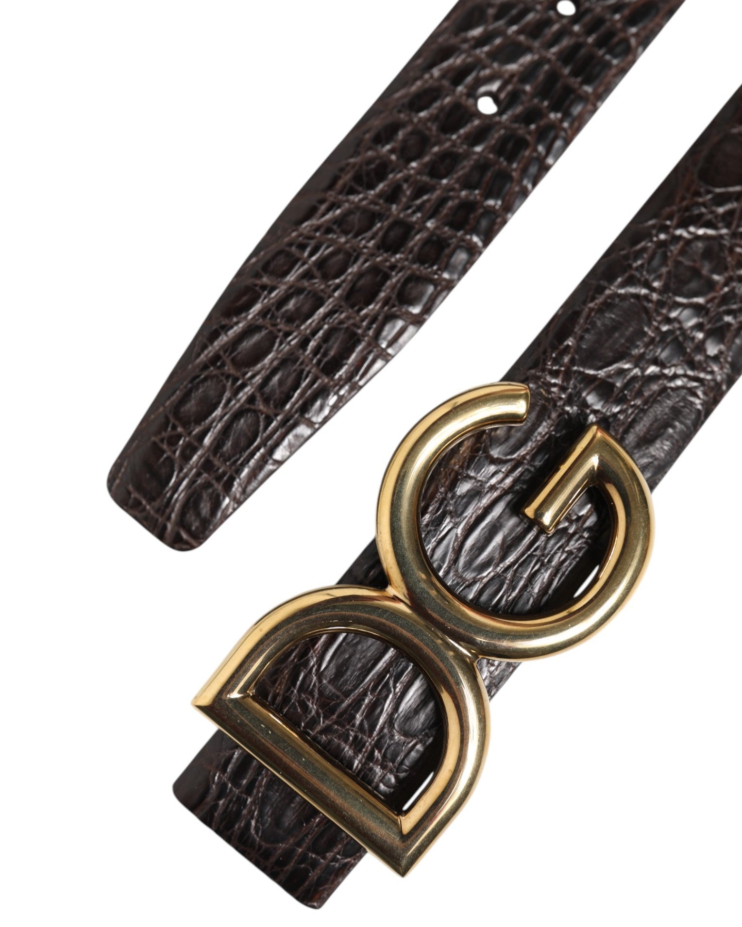 Dolce &amp; Gabbana Black Exotic Leather DG Logo Buckle Belt