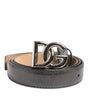 Dolce &amp; Gabbana Metallic Leather Silver Tone Logo Buckle Belt
