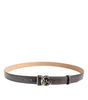 Dolce &amp; Gabbana Metallic Leather Silver Tone Logo Buckle Belt