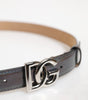 Dolce &amp; Gabbana Metallic Leather Silver Tone Logo Buckle Belt