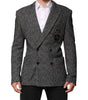 Dolce & Gabbana Black White Double Breasted Men Suit Blazer