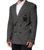 Dolce & Gabbana Black White Double Breasted Men Suit Blazer