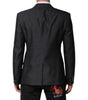 Dolce & Gabbana Dark Gray Bee Embroidery Wool Coat Blazer
