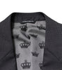 Dolce & Gabbana Dark Gray Bee Embroidery Wool Coat Blazer