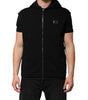 Dolce & Gabbana Black Sleeveless Hooded Logo Plaque Jacket