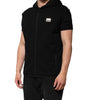Dolce & Gabbana Black Sleeveless Hooded Logo Plaque Jacket