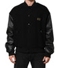 Dolce & Gabbana Black Wool Logo Plaque Bomber Jacket