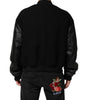 Dolce & Gabbana Black Wool Logo Plaque Bomber Jacket