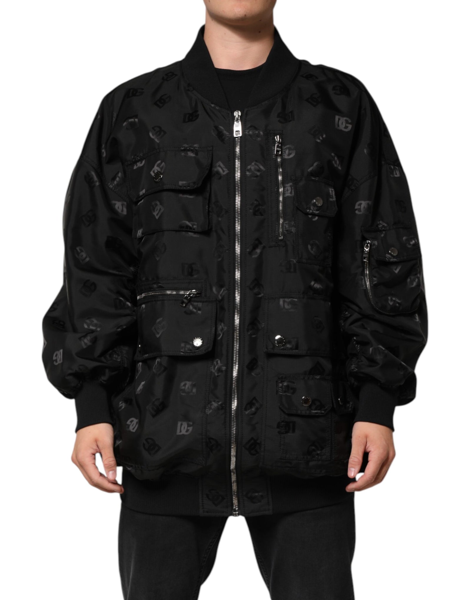 Veste coupe-vent cargo noire Dolce &amp; Gabbana avec logo Mania