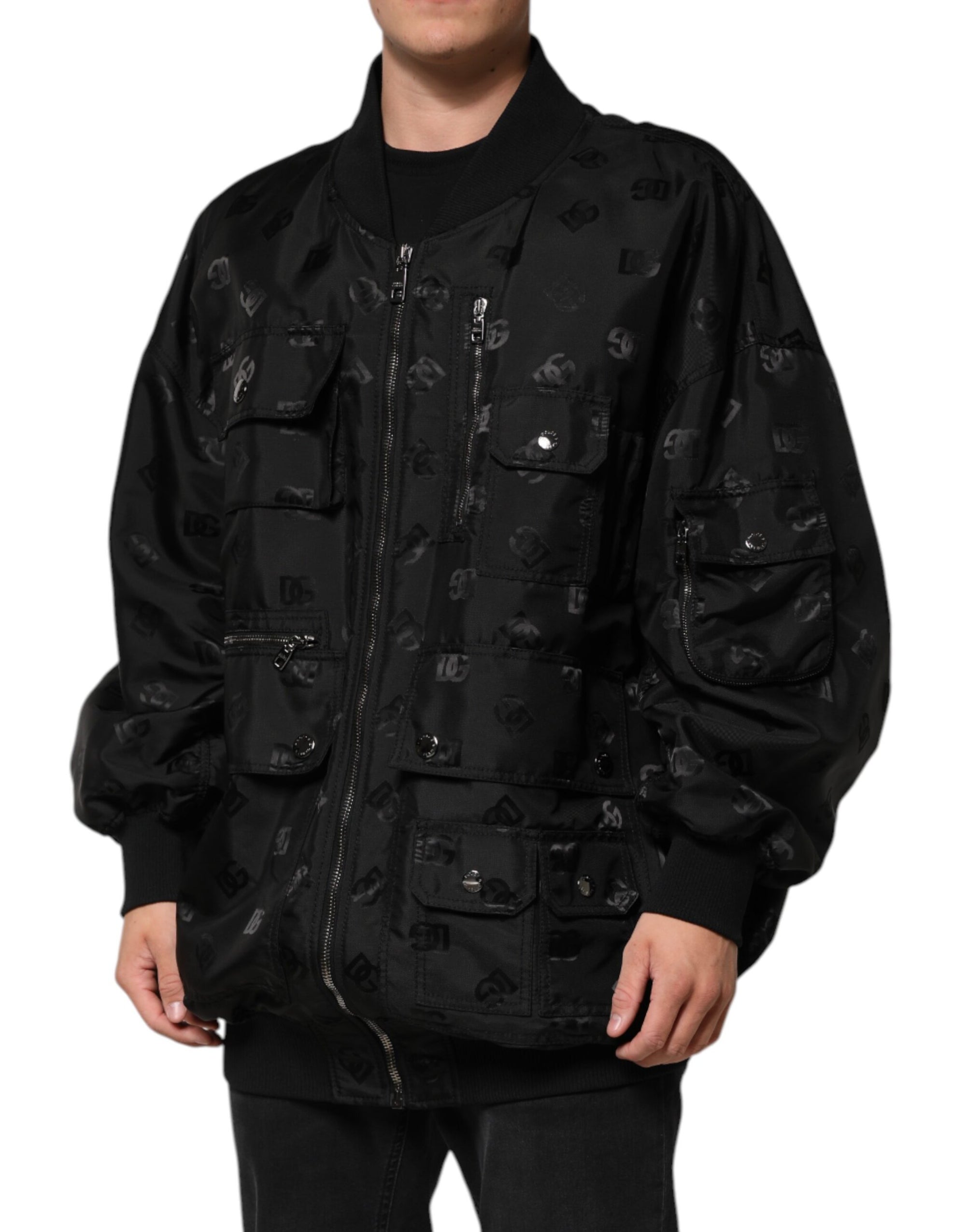 Veste coupe-vent cargo noire Dolce &amp; Gabbana avec logo Mania
