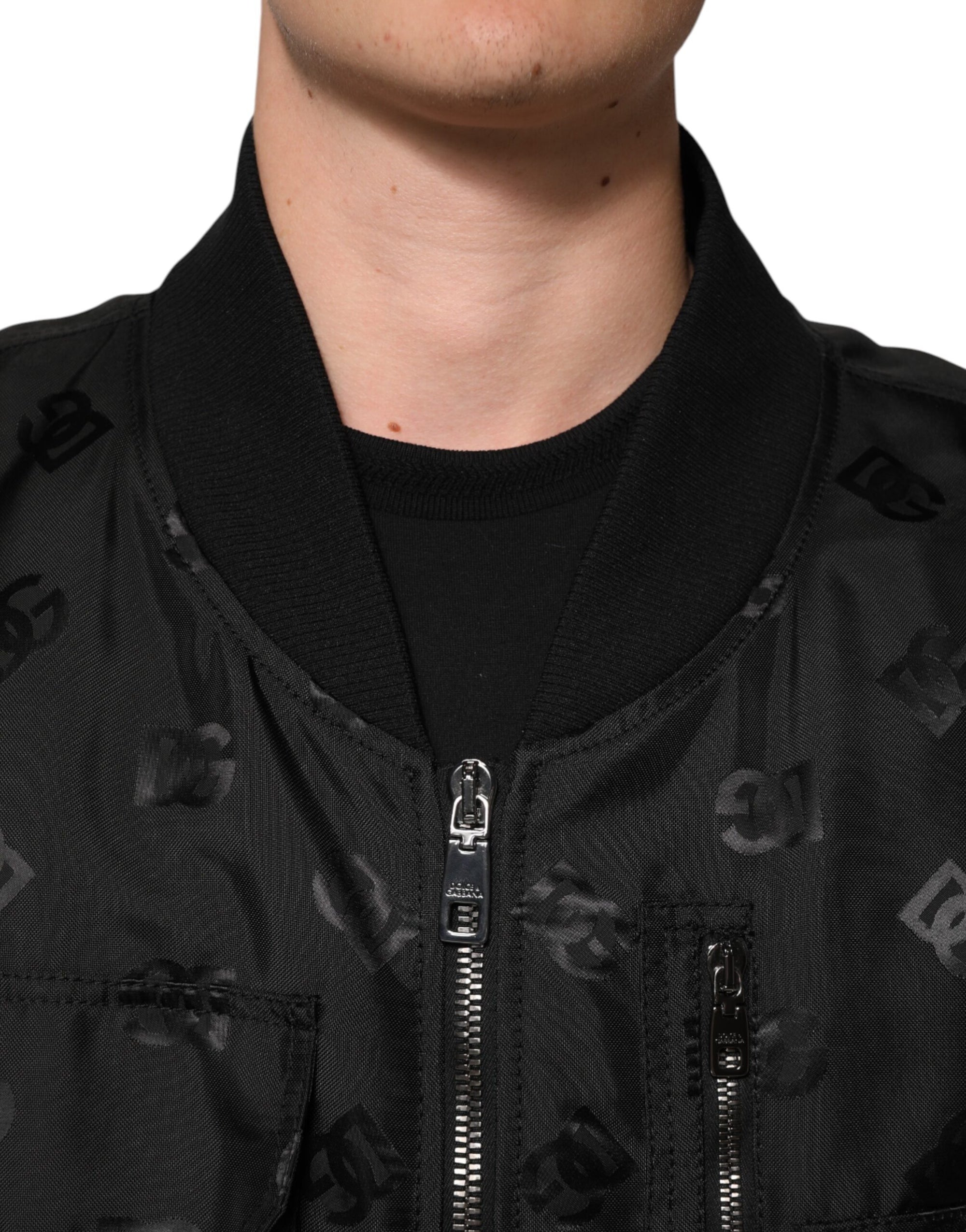 Veste coupe-vent cargo noire Dolce &amp; Gabbana avec logo Mania