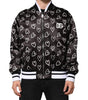 Dolce & Gabbana Black Polyester Heart Print Bomber Jacket