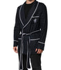 Dolce & Gabbana Dark Blue DG Embroidery Jacket Robe Blazer