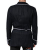 Dolce & Gabbana Dark Blue DG Embroidery Jacket Robe Blazer