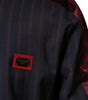 Veste zippée intégrale Dolce &amp; Gabbana à rayures bleues et rouges avec logo et plaque