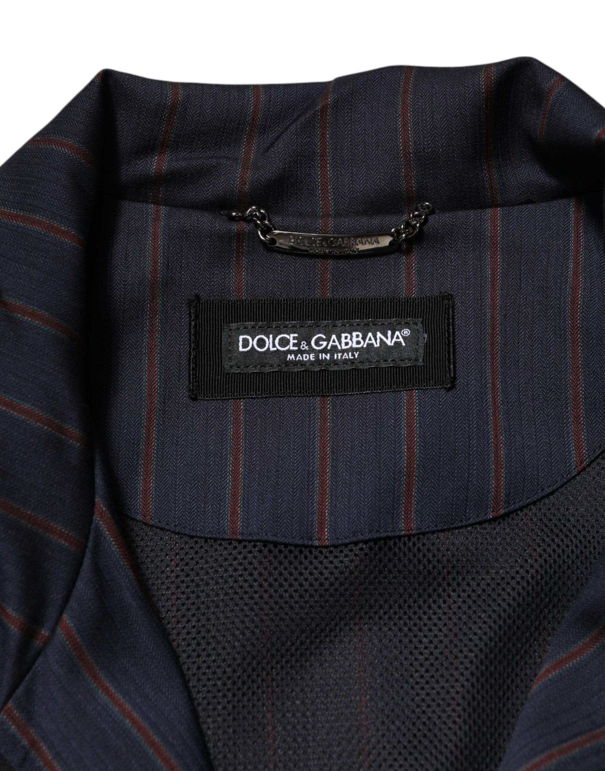 Veste zippée intégrale Dolce &amp; Gabbana à rayures bleues et rouges avec logo et plaque