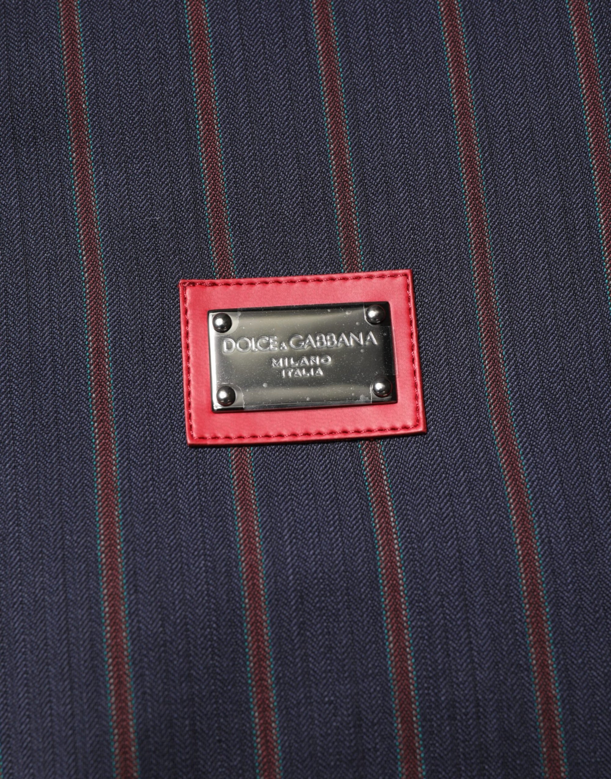 Veste zippée intégrale Dolce &amp; Gabbana à rayures bleues et rouges avec logo et plaque