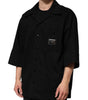 Dolce & Gabbana Black Short Sleeve Button Men Casual Shirt