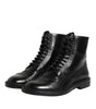 Dolce & Gabbana Black Leather Lace Up Mid Calf Boots Shoes