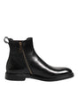 Bottines Chelsea mi-mollet noires en cuir Dolce &amp; Gabbana