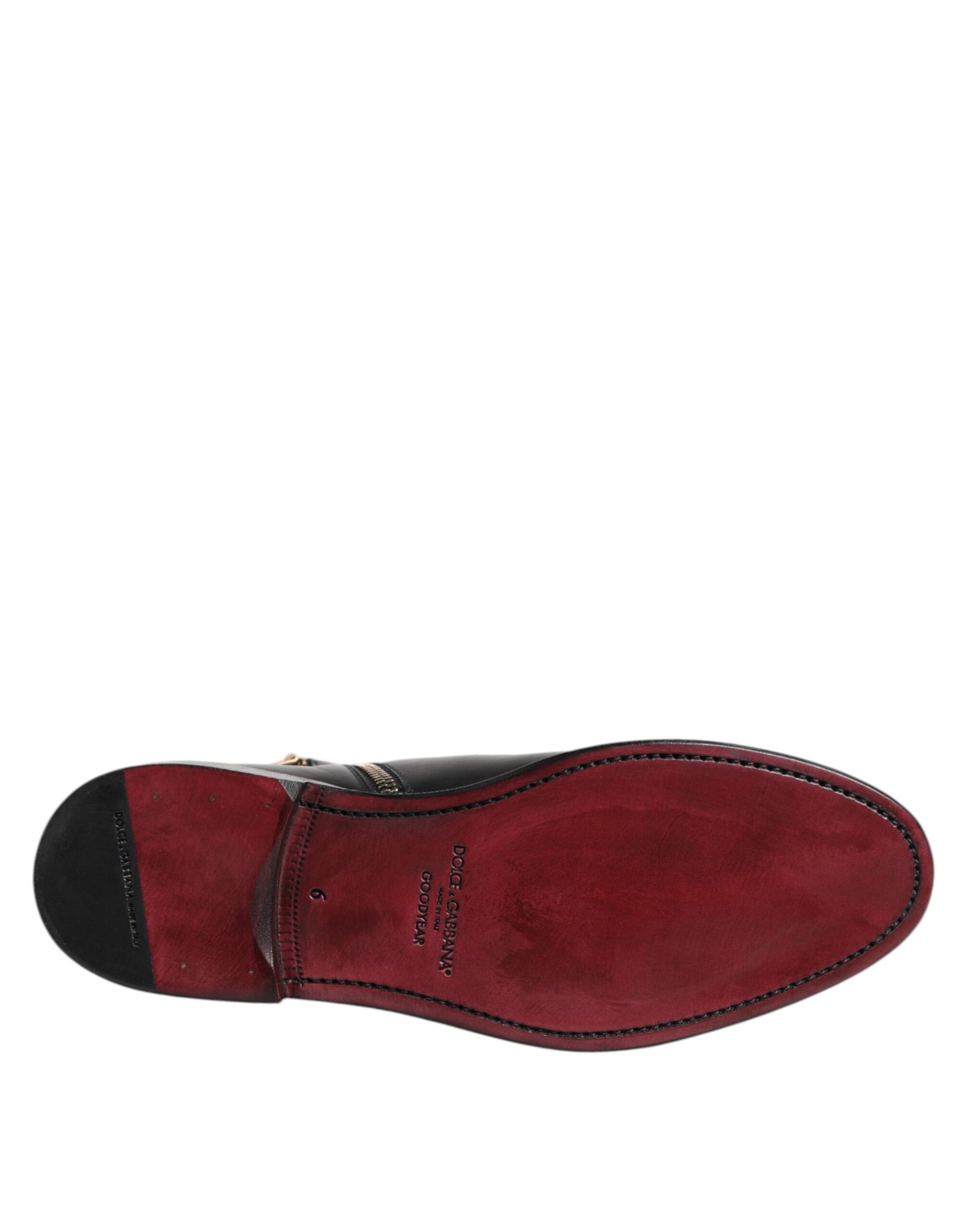 Bottines Chelsea mi-mollet noires en cuir Dolce &amp; Gabbana