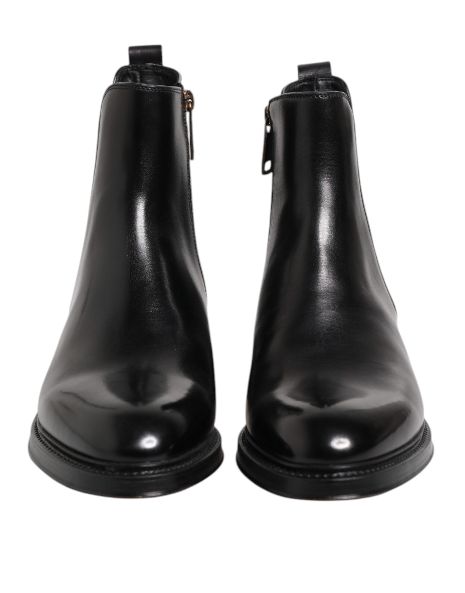 Dolce &amp; Gabbana Black Chelsea Leather Mid Calf Boots Shoes