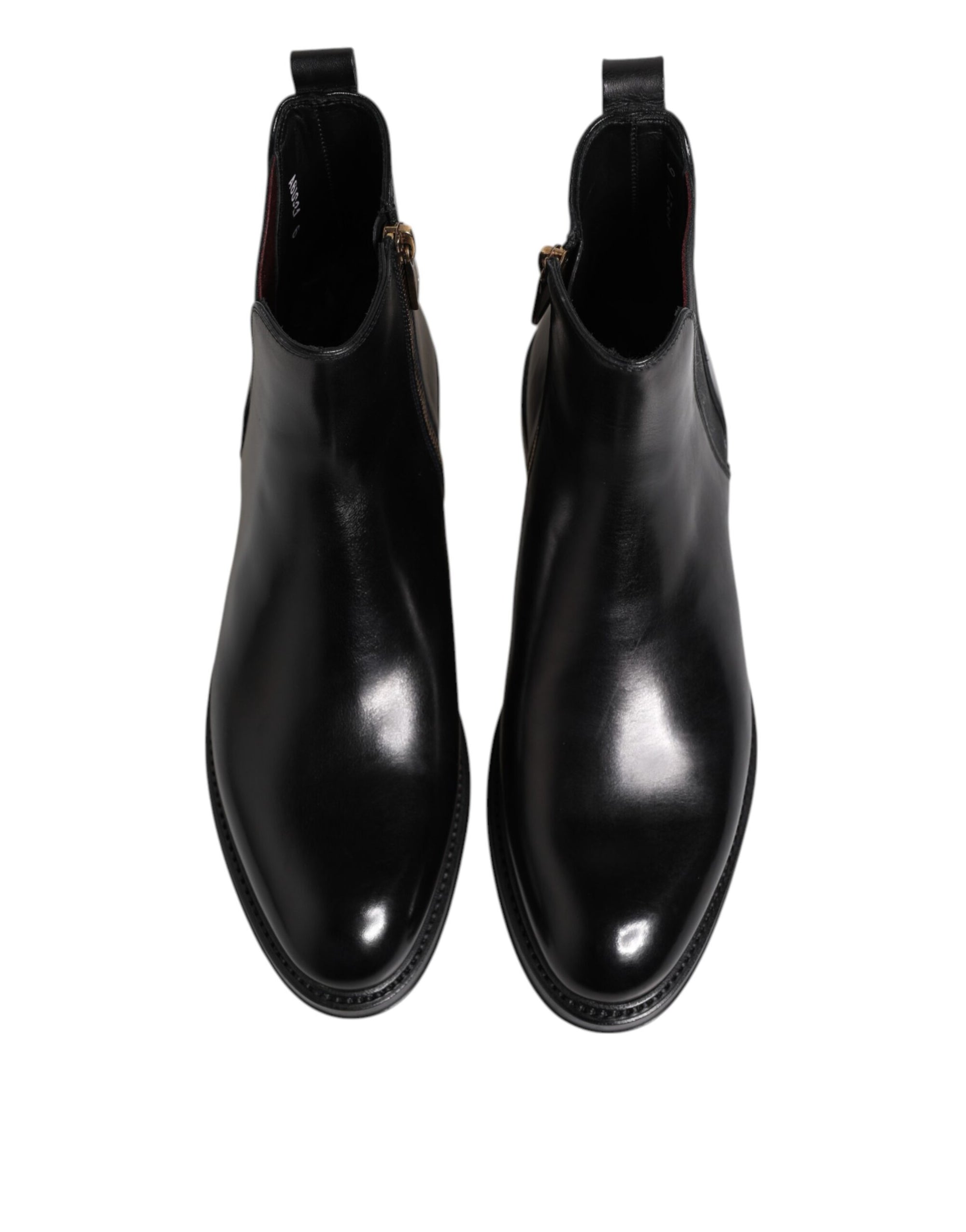 Dolce &amp; Gabbana Black Chelsea Leather Mid Calf Boots Shoes