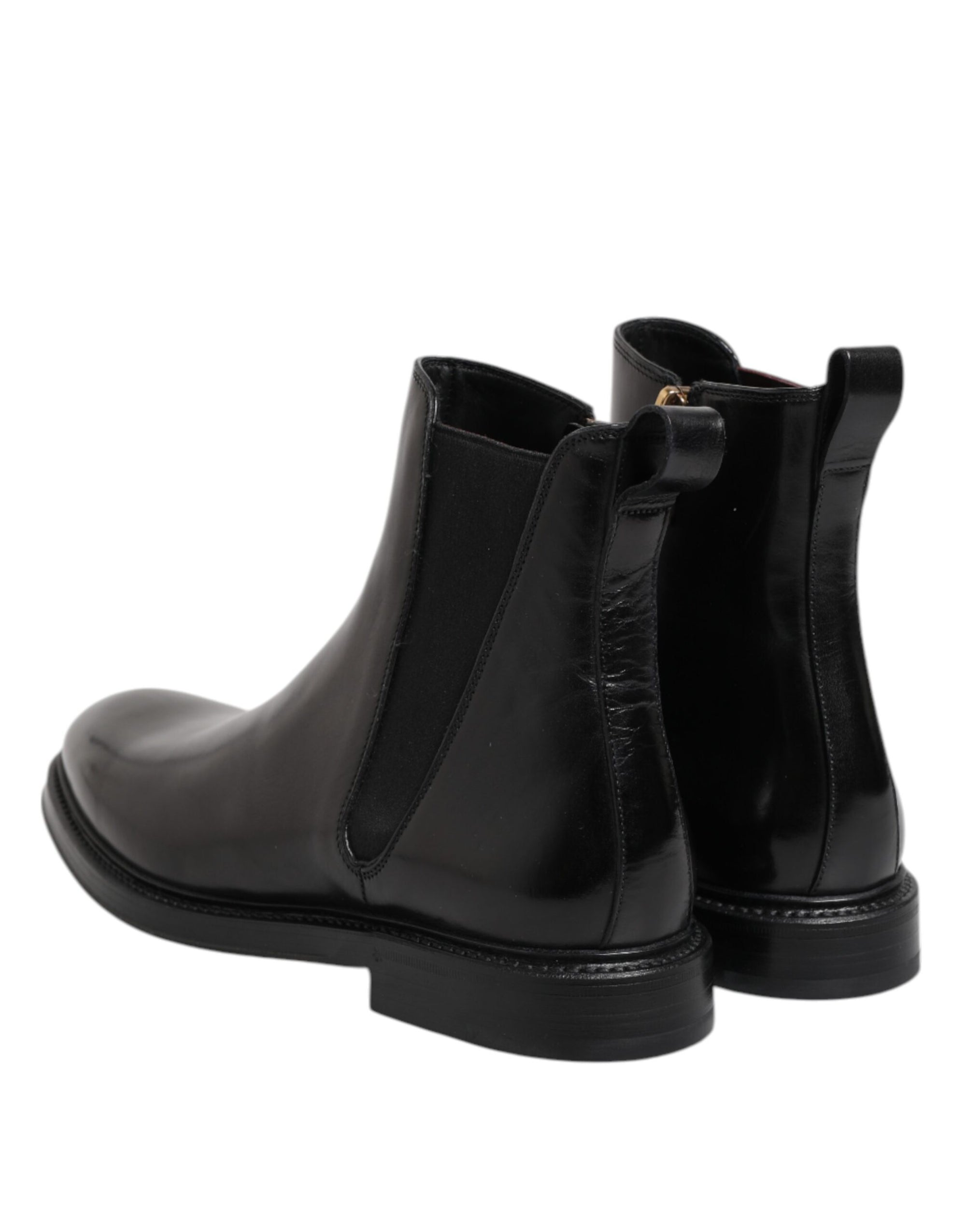 Dolce &amp; Gabbana Black Chelsea Leather Mid Calf Boots Shoes