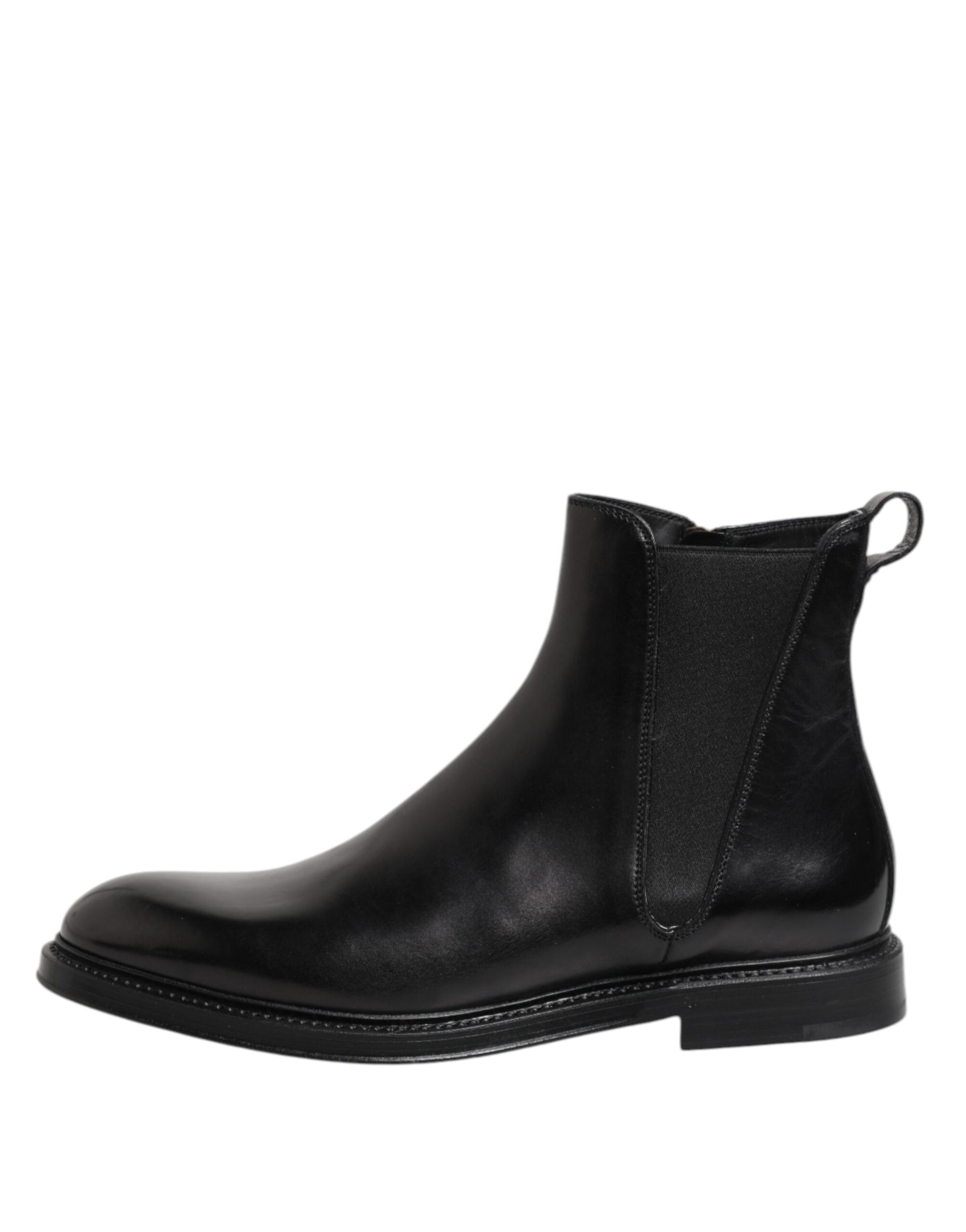 Dolce &amp; Gabbana Black Chelsea Leather Mid Calf Boots Shoes
