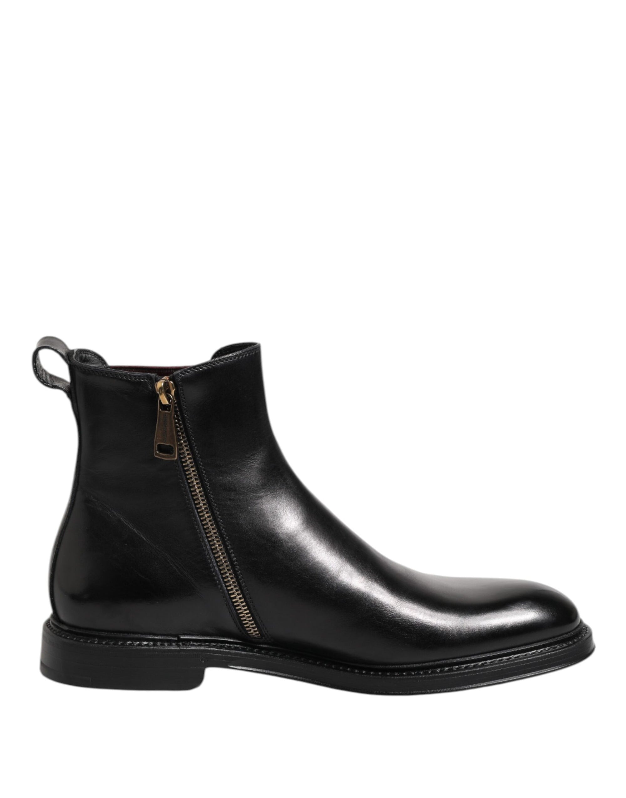 Dolce &amp; Gabbana Black Chelsea Leather Mid Calf Boots Shoes