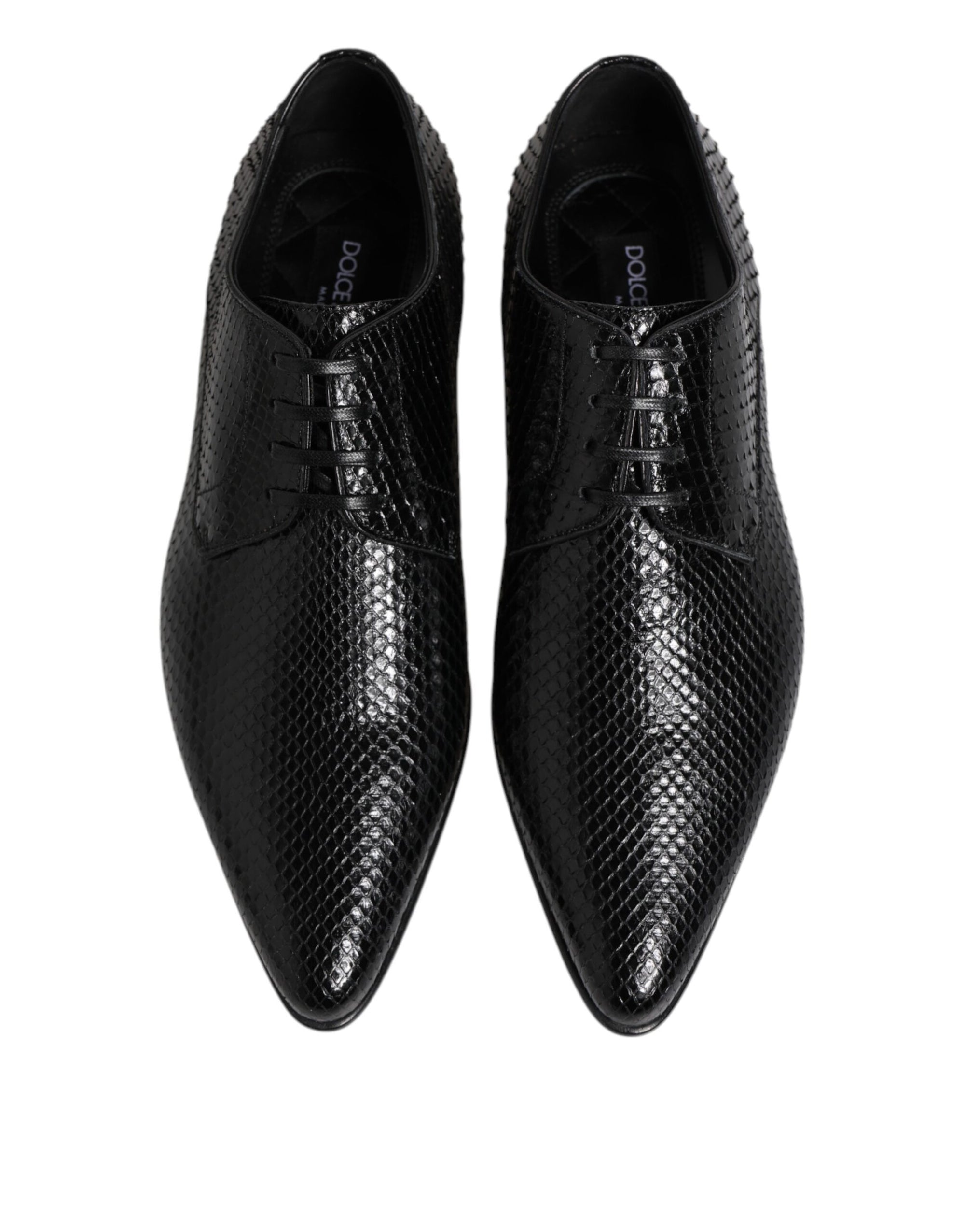 Chaussures Derby à lacets en cuir exotique noir Dolce & Gabbana